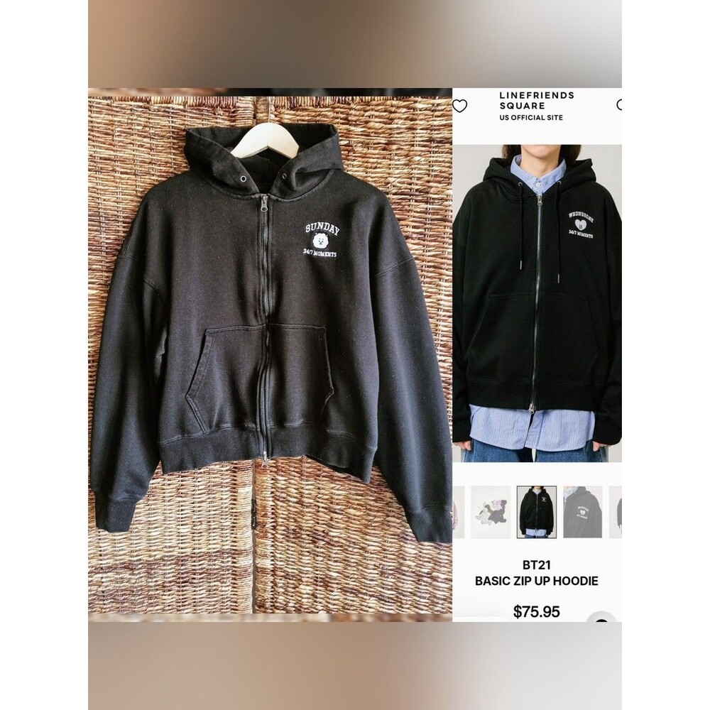 BT21 Basic Zip Up Hoodie RJ Cozy Size L Official Authentic